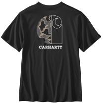 Black Relaxed Fit Lightweight Short-Sleeve Pocket Camo Graphic T-Shirt