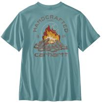 Summer Blue Relaxed Fit Lightweight Short-Sleeve Pocket Fire Graphic T-Shirt