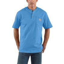 Blue Lagoon Heather Short Sleeve Workwear Henley T-Shirt