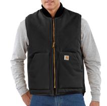 Black Relaxed Fit Firm Duck Insulated Ribbed Collar Vest