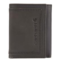 Black Leather Triple-Stitched Trifold Wallet