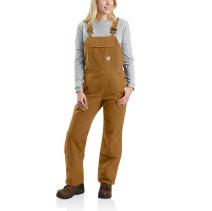 Carhartt Brown Women's Washed Duck Bib Overalls - Quilt Lined