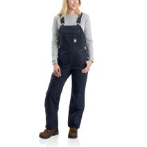 Navy Women's Washed Duck Bib Overalls - Quilt Lined
