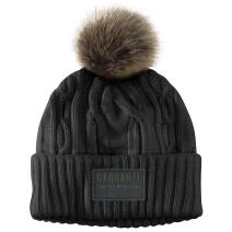 Black Women's Knit Pom-Pom Beanie