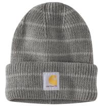 Heather Gray Stripe Women's Rib Knit Beanie