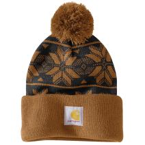 Carhartt Brown Women's Knit Pom Jacquard Beanie