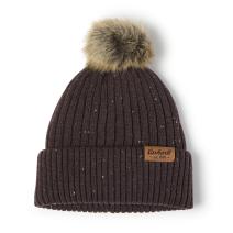 Dark Sepia Nep Women's Knit Faux Fur Pom-Pom Beanie