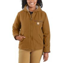 Carhartt Brown Women's Loose Fit Washed Duck Jacket - Sherpa Lined