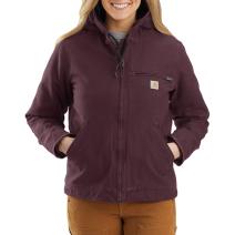 Deep Wine Women's Loose Fit Washed Duck Jacket - Sherpa Lined