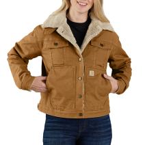 Carhartt Brown Women's Rugged Flex® Loose Fit Canvas Sherpa-Lined Jacket