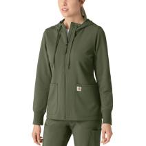 Olive Women's Rugged Flex™ Modern Fit Full-Zip Waffle Hoodie