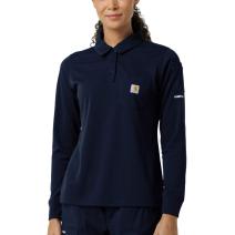 Dark Navy Women's Rugged Flex&trade; RSCU Modern Fit Heavyweight Long Sleeve Polo