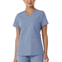 Ceil Blue Women's Force® Essentials Modern Fit V-Neck Top with Knit Panels