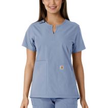 Ceil Blue Women's Force® Essentials Modern Fit Notch Neck Tunic Top with Knit Panels