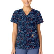 Diamond Clusters Women's Modern Fit V-Neck Print Scrub Top