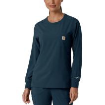 Navy Women's Crewneck Long-Sleeve Scrub Top