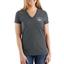 Carbon Heather Women's Lubbock USA Logo Short Sleeve V-Neck T-Shirt