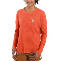Earthen Clay Women's Relaxed Fit Heavyweight Long-Sleeve Crewneck Pocket Thermal Shirt