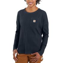 Navy Women's Relaxed Fit Heavyweight Long-Sleeve Crewneck Pocket Thermal Shirt