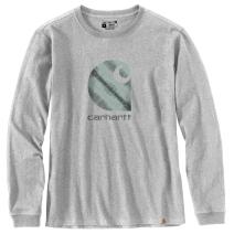 Heather Gray Women's Loose Fit Heavyweight Long-Sleeve Graphic T-Shirt