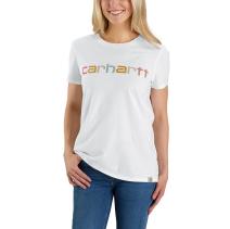 White Women's Relaxed Fit Lightweight Short-Sleeve Multi Color Logo Graphic T-Shirt