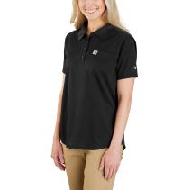Black Women's Force Relaxed Fit Lightweight Short-Sleeve Pocket Polo