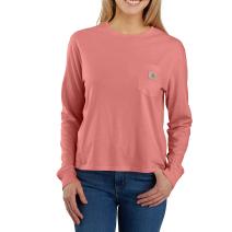 Aged Coral Women's TENCEL™ Fiber Series  Loose Fit Lightweight Long-Sleeve Crewneck Pocket T-Shirt