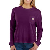 Eggplant Women's TENCEL™ Fiber Series  Loose Fit Lightweight Long-Sleeve Crewneck Pocket T-Shirt