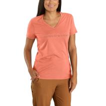 Fresh Salmon Women's Relaxed Fit Lightweight Short-Sleeve Carhartt Graphic V-Neck T-Shirt