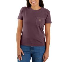 Eggplant Women's Relaxed Fit Midweight Short Sleeve Garment Dye Pocket T-Shirt
