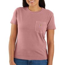 Rose Tint Women's Relaxed Fit Midweight Short Sleeve Garment Dye Pocket T-Shirt