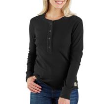 Black Women's TENCEL™ Fiber Series Relaxed Fit Long-Sleeve Ribbed Henley