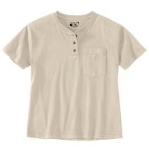 Oat Milk Women's Loose Fit Short-Sleeve Heavyweight Henley T-Shirt