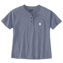 Wisteria Heather Women's Loose Fit Short-Sleeve Heavyweight Henley T-Shirt