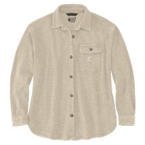 Oat Milk Women's Oversized-Fit Heavyweight Waffle Knit Shirt