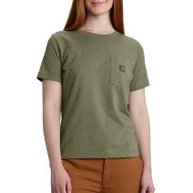 Dusty Olive Heather Women's Relaxed Fit Lightweight Short Sleeve Pocket T-Shirt