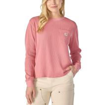 Rose Tint Women's Waffle Knit Loose Long-Sleeve T-Shirt