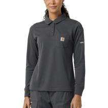 Pewter Women's Rugged Flex™ RSCU Modern Fit Heavyweight Long Sleeve Polo