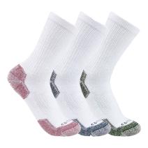 White Women's Midweight Cotton Blend Crew Sock 3-Pack