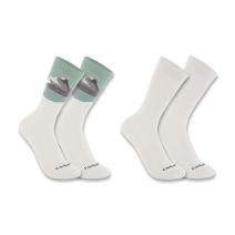 White Women's Midweight Synthetic-Wool Blend Mountain Crew Sock 2-Pack