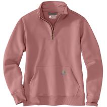 Rose Tint Heather Women's Relaxed Fit Midweight Quarter Zip Mock Neck Sweatshirt