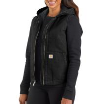 Black Women's Washed Duck Insulated Hooded Vest