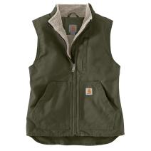 Basil Women's Washed Duck Mock Neck Vest - Sherpa Lined