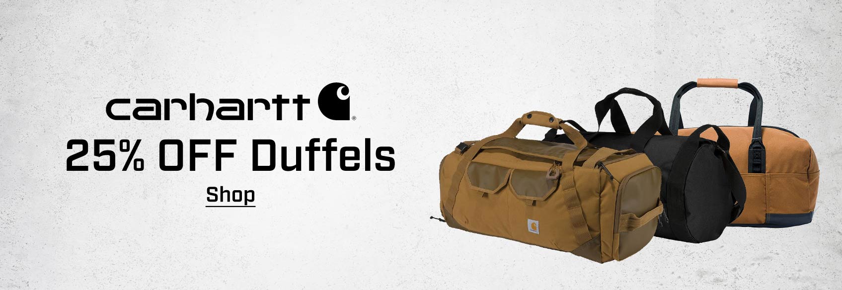 3 Carhartt duffel bags on a white background