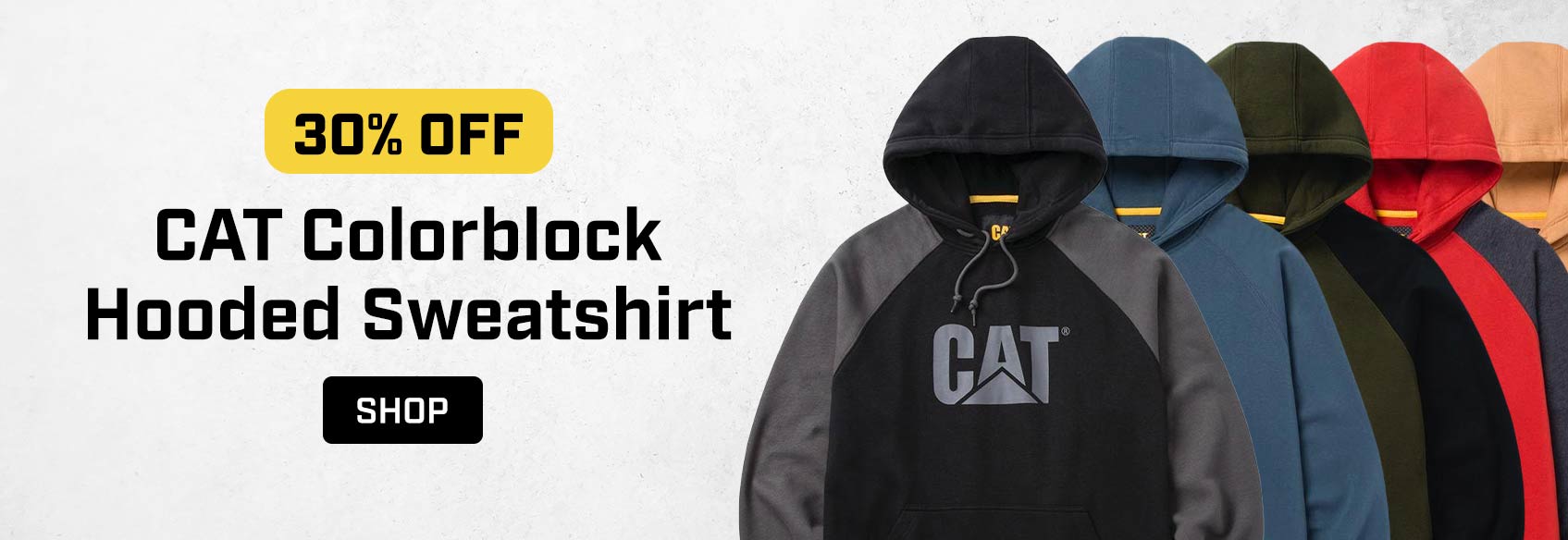 CAT Hoodie Deal Multiple CAT hoodies laying flat on a white background