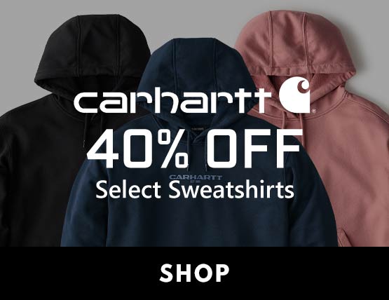 3 Carhartt sweatshirts on a white background