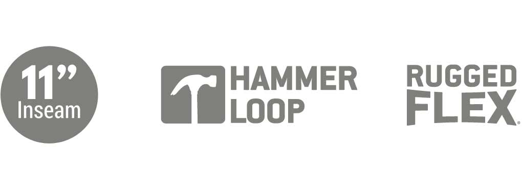 11-inch inseam with hammer loop, rugged flex