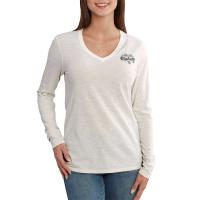 Carhartt 102762 - Women's Wellton Graphic Stripe Logo Long Sleeve V-Neck T-Shirt