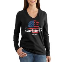 Carhartt 102768 - Women's Lubbock Filled Flag Long Sleeve V-Neck T-Shirt