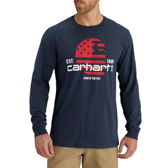 NWT Carhartt Relaxed fit Midweight Long-sleeve logo Graphic T-Shirt Made in USA
